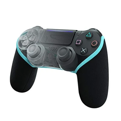 Abbildung von SMART GRIP Controller Hülle kompatibel zu PS4 Das ultimative Anti Sweat und Rutsch Upgrade, Waschbar (Schwarz/Türkis)