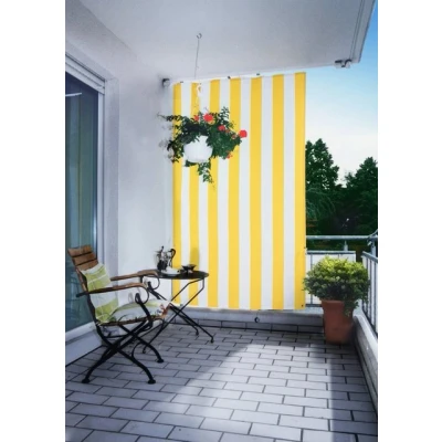 Abbildung von Floracord 05 77 61 00P Senkrechtsonnensegel 230 x 140 cm Blockstreifen mit Zubehör montagefertig, gelb/weiß