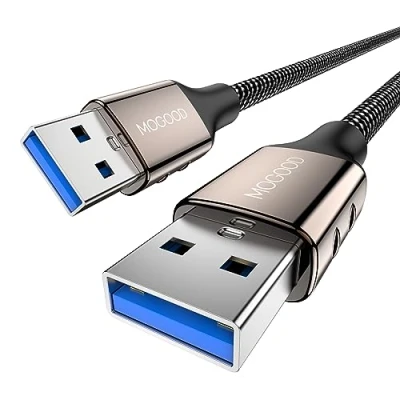Abbildung von MOGOOD USB 3.0 Kabel (1M), Super Speed A Stecker auf Stecker, Übertragungsraten bis zu 5Gbit/s kompatibel mit HDD, DVD, Drucker,Kameras, Festplattengehäusen.