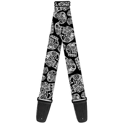 Abbildung von Buckle Down Gitarrengurt The Dust Of Living II Sugar Skulls schwarz/weiß 5,1 cm breit 73,7137,2 Länge