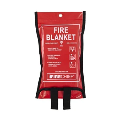 Abbildung von Firechief SVB1/K100 P 101 1489 Premium Feuerlöschdecke mit Gütesiegel von Kitemark, kleine (1,1 x 1,1 m), geeignet für den Einsatz im Haus (Küche, Büro, Garage)
