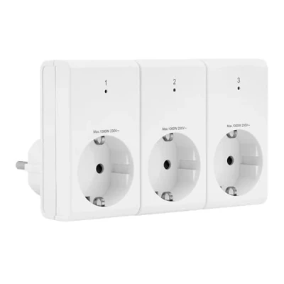 Abbildung von REV Funksteckdose Funkschalt Set, max. 1000,00 W, 3 Steckdosen &amp; Fernbedienung, bis zu Kanäle, 25m, IP20, weiß