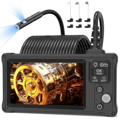 Abbildung von Endoskopkamera mit Licht, ENNOVOR 1920P HD Dual Lens Endoskopkamera, 5,0 Zoll IPS Handy, IP67 Wasserdichtes 8mm Endoskop Kamera 8+1 Einstellbaren LED Licht 10M