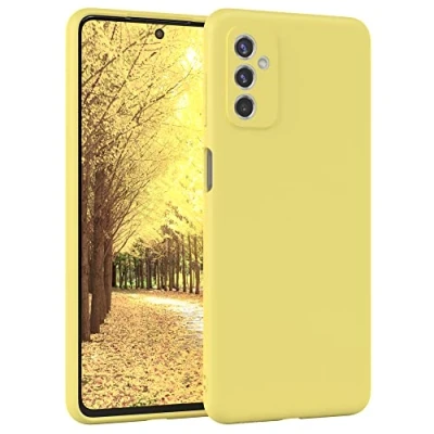 Abbildung von EAZY Case Silikonhülle für Samsung Galaxy M52 5G Hülle Silikon Gelb weich stoßfeste Handyhülle Schutzhülle mit Kameraschutz Dünn Premium Schutz Cover TPU Phone Bumper in Pastellgelb