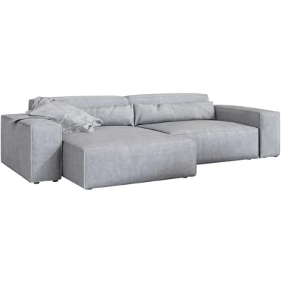 Abbildung von Ecksofa Sirpio XL 270x170 cm Mikrofaser Grau Recamiere variabel