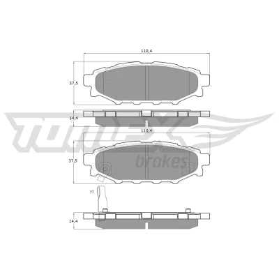 Abbildung von TOMEX brakes TX 15 37 Bremsbelagsatz Hinterachse mit akustischer Verschleißwarnung SUBARU: Forester IV, III, XV I, TOYOTA: GT86 Coupe