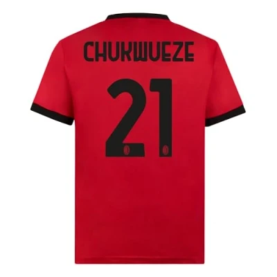 Abbildung von AC Milan Unisex Maglia Home Replica Stadio Fußballtrikot, offiziell, Saison 2023/24, Rafa Leão 29, Rot/Schwarz (Chukwueze 21), XL