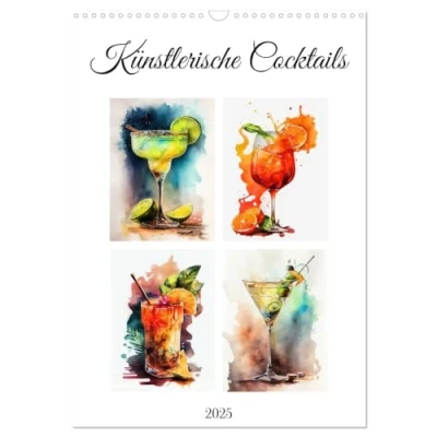 Abbildung von Künstlerische Cocktails (Wandkalender 2025 DIN A3 hoch), CALVENDO Monatskalender