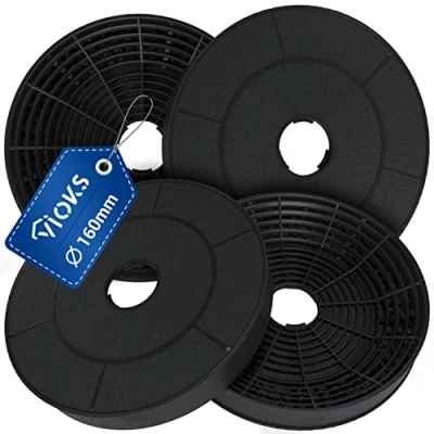 Abbildung von VIOKS Kohlefilter Dunstabzugshaube 160mmØ Set 4x Ersatz für 1160826 KF17146 Amica Aktivkohlefilter Rund Filter Amica, Beko