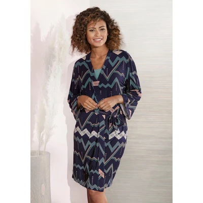 Abbildung von Lascana Native Kimono Bademantel, Damen, Größe: 32/34, Dark blue