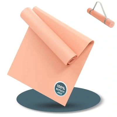Abbildung von LILENO SPORTS Yoga Matte Rosé (180x60cm) Sport und Yogamatte extra rutschfest in 4 mm Dicke Gymnastikmatte Fitnessmatte für Workout Sportmatte Zuhause