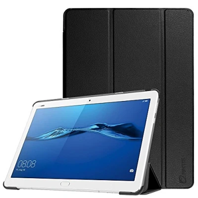Abbildung von Fintie Hülle für Huawei Mediapad T3 10 Multi Winkel Betrachtung Kunstleder Schutzhülle mit Dokumentschlitze 24,3 cm (9,6 Zoll) Tablet PC, Schwarz