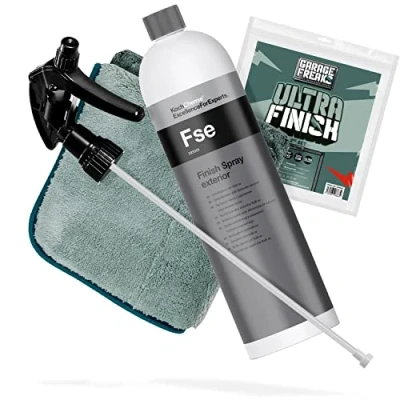Abbildung von detailmate Koch Chemie FSE Finish Spray Exterior mit Zubehör Auto Reinigungsmittel (3 St. 40x40cm Mikrofasertuch Canyon Sprühkopf)