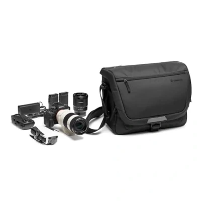 Abbildung von Manfrotto Advanced Messenger M III, Fototasche für DSLR Kameras mit Objektiven, Kameratasche Stativhalterung und Regenschutz, Fotografie Zubehör