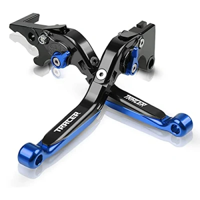 Abbildung von QJY Motor Part Store Einstellbar Bremskupplungshebel CNC Aluminium Für Tracer 700/GT 2018 2020 900/GT 900 ABS 2015 MT09 2014 7 GT Schwarz+Blau