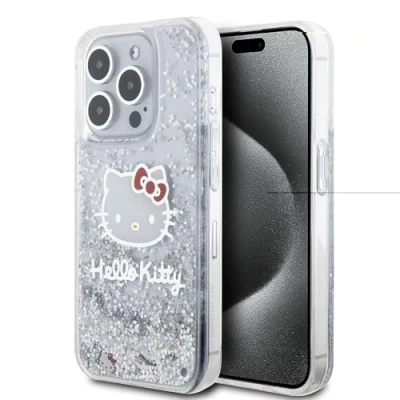 Abbildung von CG MOBILE Hello Kitty HKHCP15LLIKHET Hülle für iPhone 15 Pro 6.1&quot; Silber hardcase Liquid Glitter Charms Head