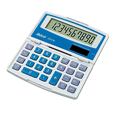Abbildung von Rexel IB410130 Taschenrechner 101X, mit Solar und Batteriebetrieb, Grosses 10 stelliges LCD Display, 110 x 137 15 mm, Blisterverpackung