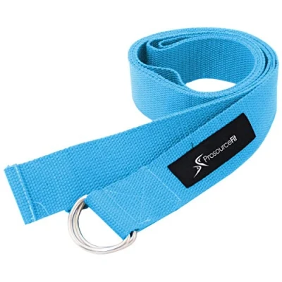 Abbildung von ProsourceFit Metal D Ring Yoga Strap 8’ Durable Cotton for Stretching and Flexibility
