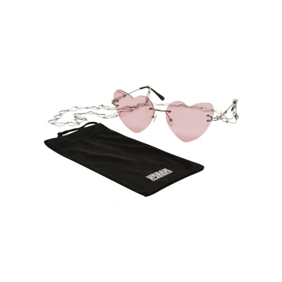 Abbildung von Urban Classics Unisex Heart WITH Chain Sonnenbrille, Größe: One Size, Rose silver