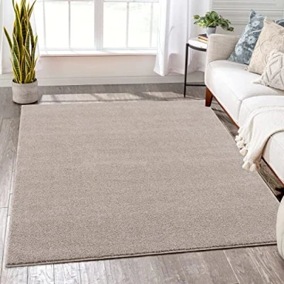 Abbildung von Fashion4Home Teppich Wohnzimmer Einfarbig Teppich, Uni fürs Kinderzimmer, Schlafzimmer, Arbeitszimmer, Büro, Flur und Küche Kurzflor Beige, Größe: 200x290 cm