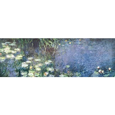 Abbildung von 1art1 Claude Monet Poster Seerosen, Morgen Bilder Leinwand Bild Auf Keilrahmen XXL Wandbild Kunstdruck Als Leinwandbild 150x50 cm