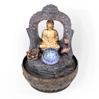Abbildung von NATIV Zimmerbrunnen Tischbrunnen Buddha mit Beleuchtung, LED Beleuchtung