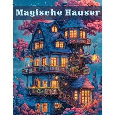 Abbildung von Magische Häuser: Lassen Sie Ihrer Fantasie freien Lauf und entspannen mit diesem verzaubernden Malbuch für Erwachsene voller einzigartiger Baumhäuser
