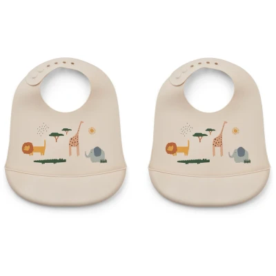 Abbildung von LIEWOOD Tilda Lätzchen mit Print Silikon 2er Pack, Safari/Sandy