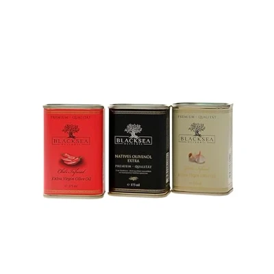 Abbildung von BLACKSEA Geschenkbox mit aromatisierten Olivenölen kaltgepresst &amp; polyphenolreich (3 x 175 ml)