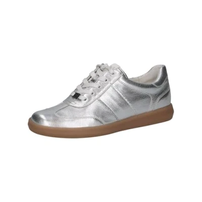 Abbildung von CAPRICE Damen Sneaker flach aus Leder Freizeit, Silber (Silver Metal.), 39 EU