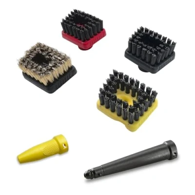 Abbildung von AVAENZO 6 Stück Zubehör für Dampfreiniger Kärcher Easyfix SC1 SC2 SC3 SC4 SC5, 4 Bürstenset 2 Powerdüsen Aufsätze Ersatzteile