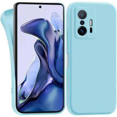 Abbildung von MyGadget Hülle für Xiaomi 11t Pro robuste Silikon Schutzhülle TPU Case Slim Silikonhülle Back Cover Kratzfest Handyhülle Matt Hellblau