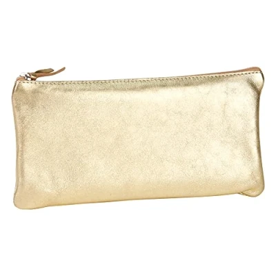 Abbildung von Clairefontaine 8705C Schlampermäppchen (mit Perlmutt Effekt flach, 22 x 11cm, praktisch und robust, aus Leder) 1 Stück gold