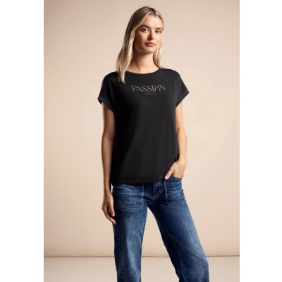 Abbildung von Street One MIT Wording Tshirt print, Damen, Größe: 38, Schwarz