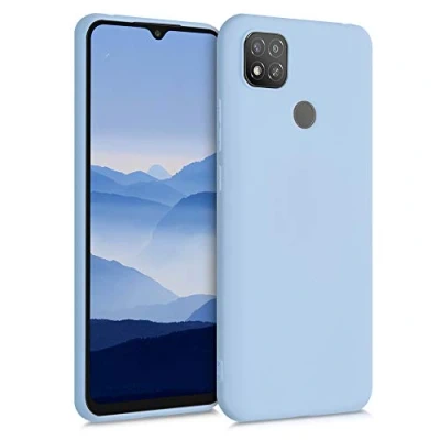 Abbildung von kwmobile Hülle kompatibel mit Xiaomi Redmi 9C weiches TPU Silikon Case Cover geeignet für kabelloses Laden Hellblau matt