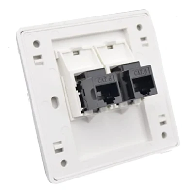 Abbildung von CAT6 Gigabit Netzwerk Buchse 86x86mm, Ethernet RJ45 LAN Kabel Dual Pass Wandstecker, zu Faceplate Internet Straight Plug Outlet (3 Stück x 2)