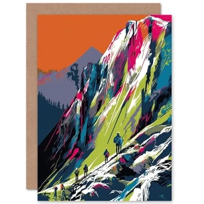 Abbildung von Artery8 Hikers on Helvellyn Mountain Ridge Landscape Travel Birthday Sealed Greeting Card Plus Envelope Blank inside
