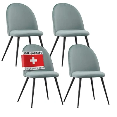 Abbildung von Albatros International Esszimmerstuhl Esszimmerestuhl Küchenstuhl CAPO, Samt Bezug (4er Set, Türkis), Stilvolles Vintage Design, Eleganter Polsterstuhl am Esstisch