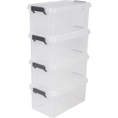 Abbildung von Iris Ohyama, 4er Set, Aufbewahrungsboxen, 6 L, mit Einrastgriffen, stapelbar, Garage Multi Box MBX Transparent