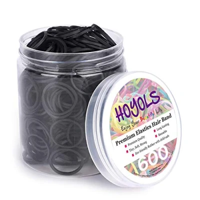 Abbildung von HOYOLS 1.9cm Schwarzes Haar Gummibänder Krawatten kleine Pferdeschwanz Halter für Kleinkind Mädchen Kinder dickes Mini keine Beschädigung Handwerk Büro 600pcs(M)