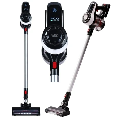 Abbildung von Adler AD 7048, 2 in 1 stick vacuum, Bagless, Black, Red, White, Rectangular, Dry, HEPA
