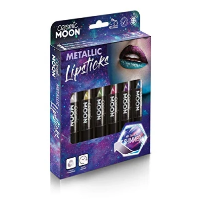 Abbildung von Cosmic Moon Metallic Lippenstift 5g Für faszinierende Lippen! Box Set Enthält: Rosa, Gold, Blau, Grün, Silber, Violett