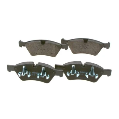 Abbildung von BOSCH 0 986 494 165 Bremsbelagsatz Low Metallic mit Montageanleitung, Anti Quietsch Blech, Kolbenclip MERCEDES BENZ: ML Klasse, GL