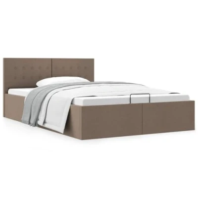 Abbildung von vidaXL Stauraumbett Hydraulisch Polsterbett Doppelbett Bett Schlafzimmerbett Stoffbett Bettrahmen Bettgestell mit Stauraum Taupe 120x200cm