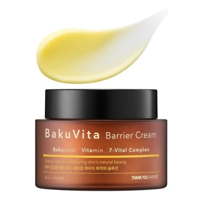 Abbildung von THANKYOU FARMER BakuVita Barrier Cream 50ml Retinol Alternative Bakuchiol, Vitamin C+E Creme, Tägliche straffende Gesichtscreme, Langsames Altern, Veganer Koreanischer Feuchtigkeitscreme