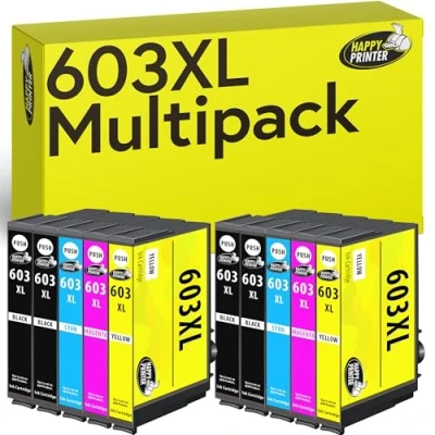 Abbildung von Happy Printer XL Tintenpatronen kompatibel mit Epson 603 603XL Multipack passend für Expression Home XP 3100 3105 3150 4100 4150 4155 (10 Druckerpatronen)