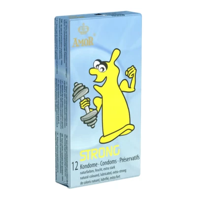 Abbildung von Amor Kondome Strong (Kondome mit hoher Wandstärke) Packung mit, 12 St., Extra starke Kondome, für sicheren Analverkehr, Schutz Ihre Leidenschaft