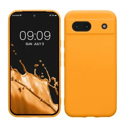 Abbildung von kwmobile Handyhülle kompatibel mit Google Pixel 8a Hülle Handy Case aus weichem Silikon in Mango