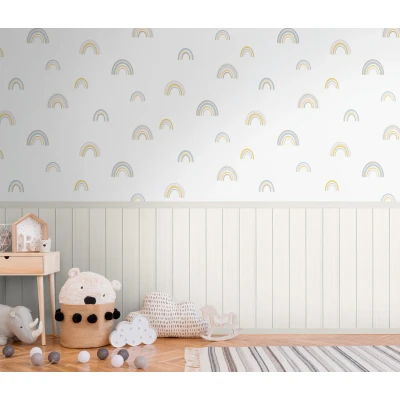 Abbildung von living walls Fototapete &quot;Wallpanel Tapete Wandpaneele Motivtapete Regenbogen Landhaus&quot;, matt, Vliestapete Kinderzimmer für Schlafzimmer Wohnzimmer Flur