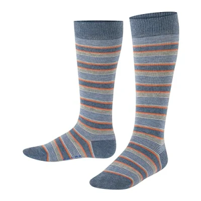 Abbildung von FALKE Unisex Kinder Kniestrümpfe Mixed Stripe, Baumwolle, 1 Paar, Blau (Light Denim 6660), 27 30